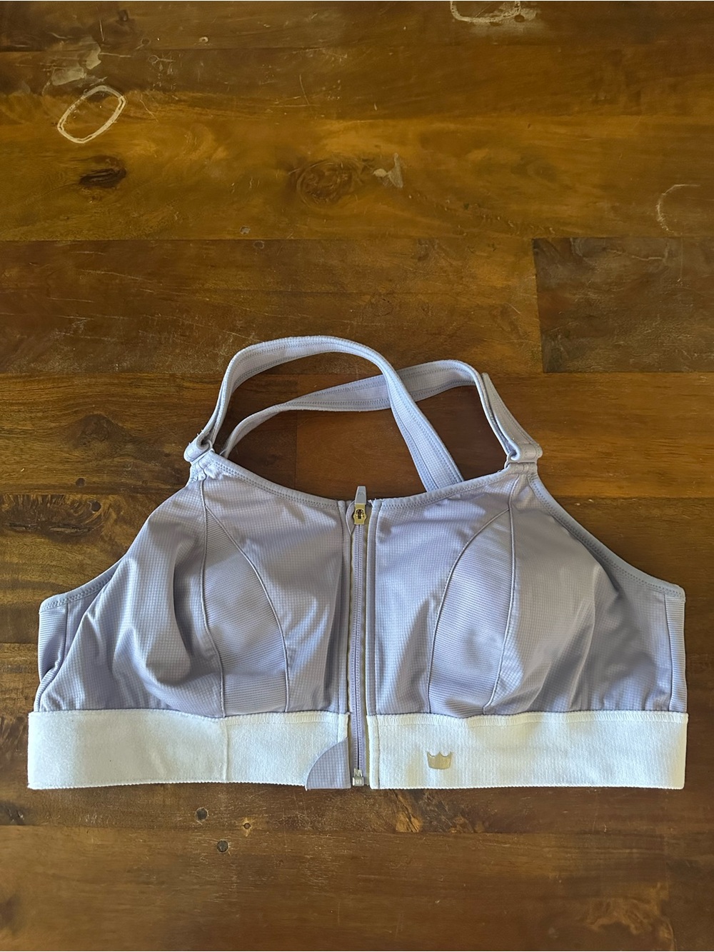 Shefit Women’s Front-Zip Light Lavender Sports Bra size 3luxe